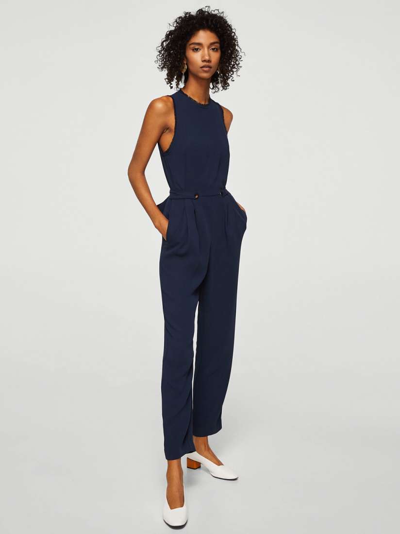 Buy MANGO Navy Blue Solid Basic Jumpsuit Jumpsuit for Women 2504934 Myntra