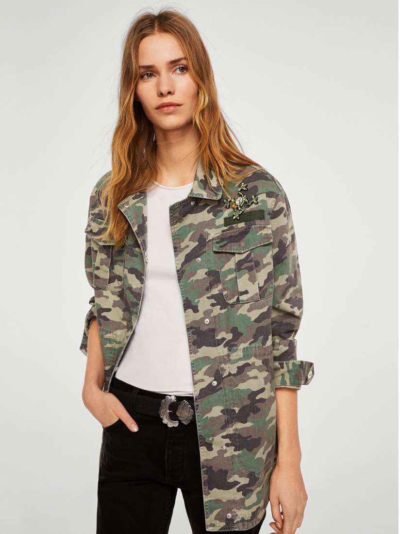 Buy MANGO Women Olive Green Brown Camouflage Print Parka Jacket Jackets for Women 2504956 Myntra