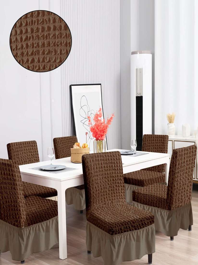 Buy Cortina 6 Pcs Brown Textured Chair Covers Chair Cover for Unisex 25051584 Myntra