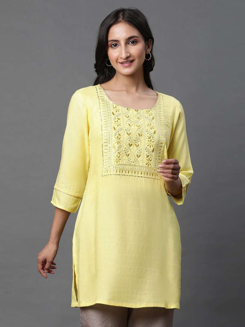 Buy AURELIA Floral Embroidered Sequinned Kurti Kurtis for Women 25051986 Myntra