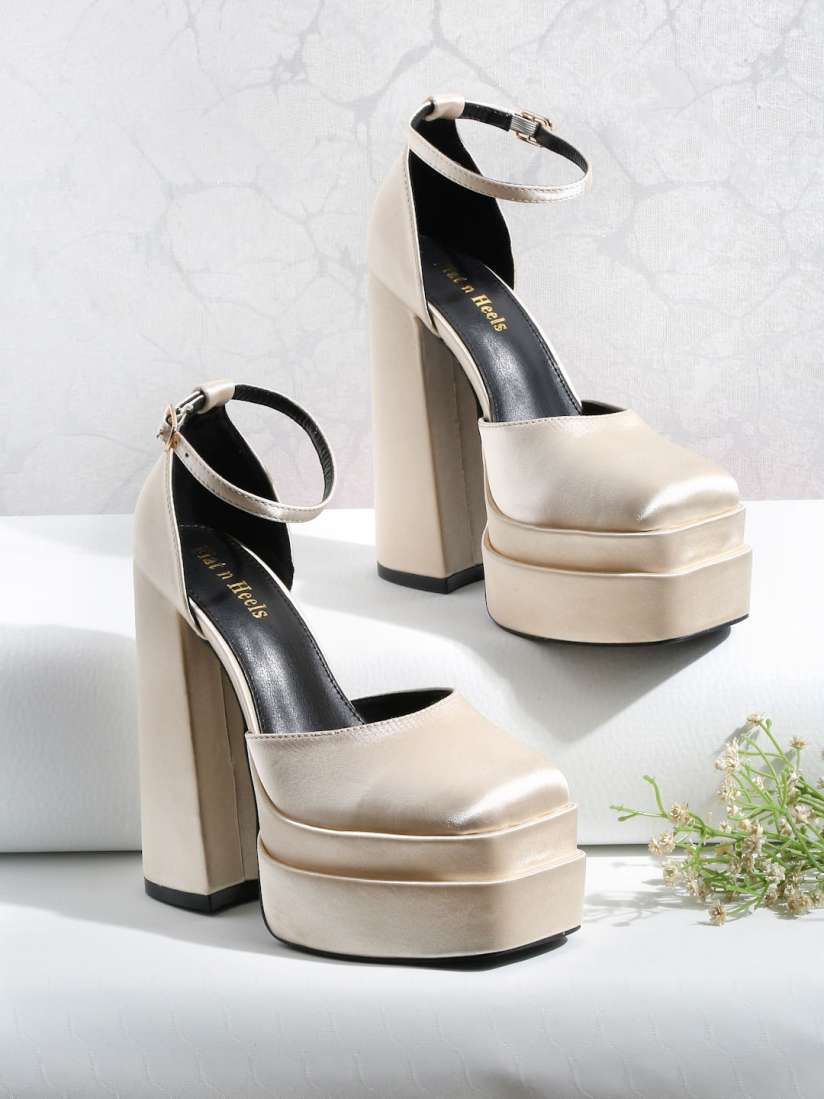 Buy Flat n Heels Square Toe Party Platform Heels With Ankle Loop Heels for Women 25052164 Myntra