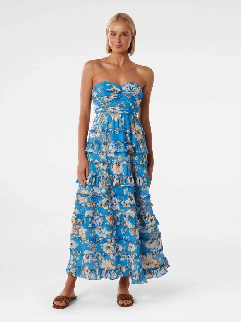 Buy Forever New Floral Printed Strapless Pure Cotton Maxi Dress Dresses for Women 25053922 Myntra