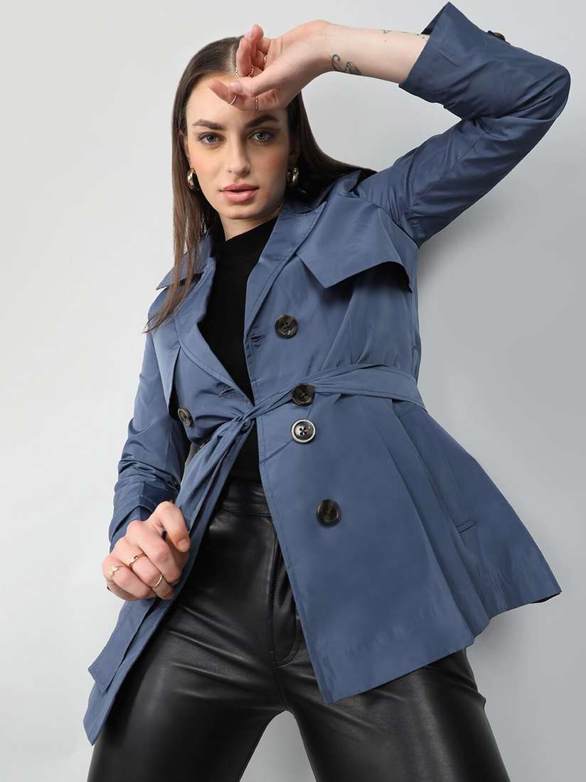 Buy HONNETE Single-Breasted Notched Lapel Coat Coats for Women - Main Image