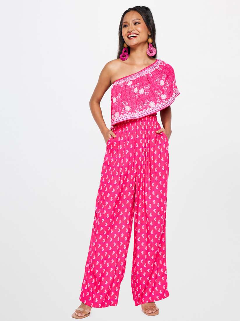 Buy Global Desi Printed One Shoulder Basic Jumpsuit Jumpsuit for Women 25058604 Myntra