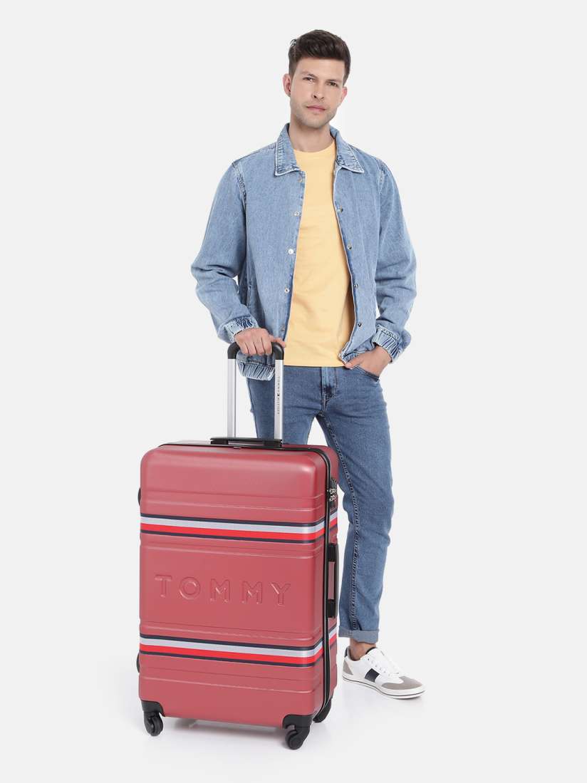 Buy Tommy Hilfiger Textured Striped Hard Sided Large Trolley Suitcase Trolley Bag for Unisex 25058696 Myntra