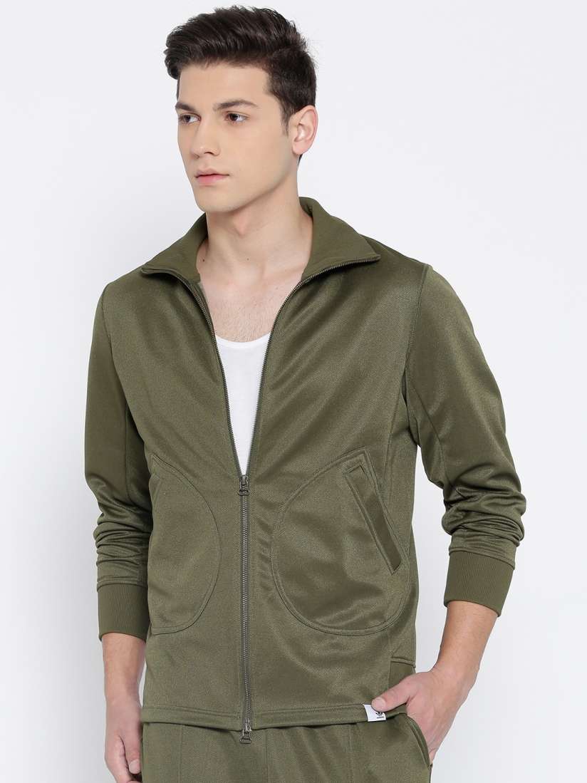 Olive green adidas track jacket sale
