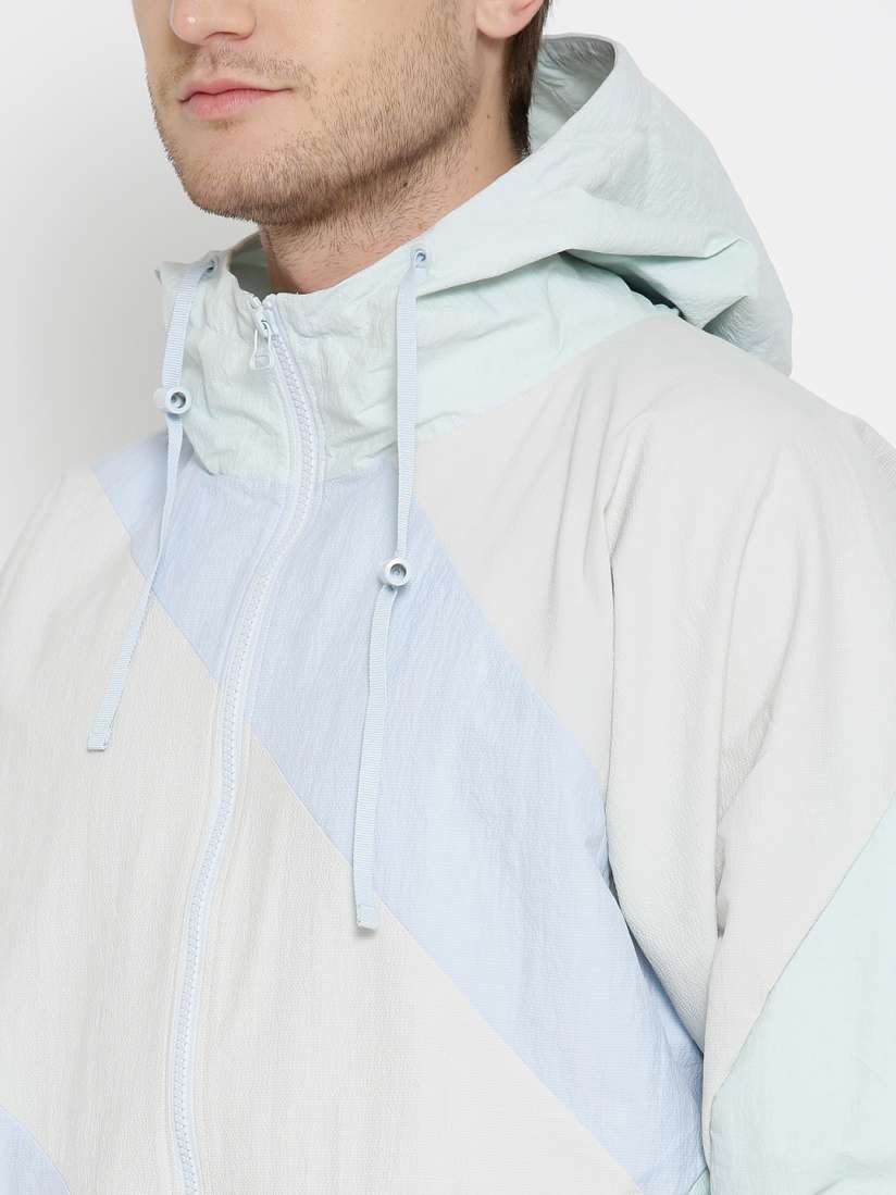 Buy ADIDAS Originals Blue Off White EQT 18 WB Colourblocked Hooded Jacket Jackets for Men 2506046 Myntra