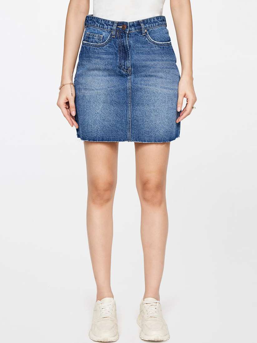 Denim skirt myntra top