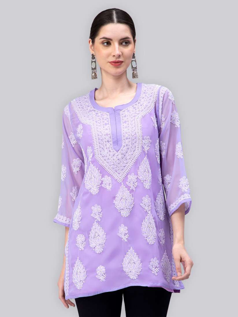 Buy Seva Chikan Ethnic Motifs Embroidered Chikankari Detail straight Kurti With Slip Kurtis for Women 25061558 Myntra