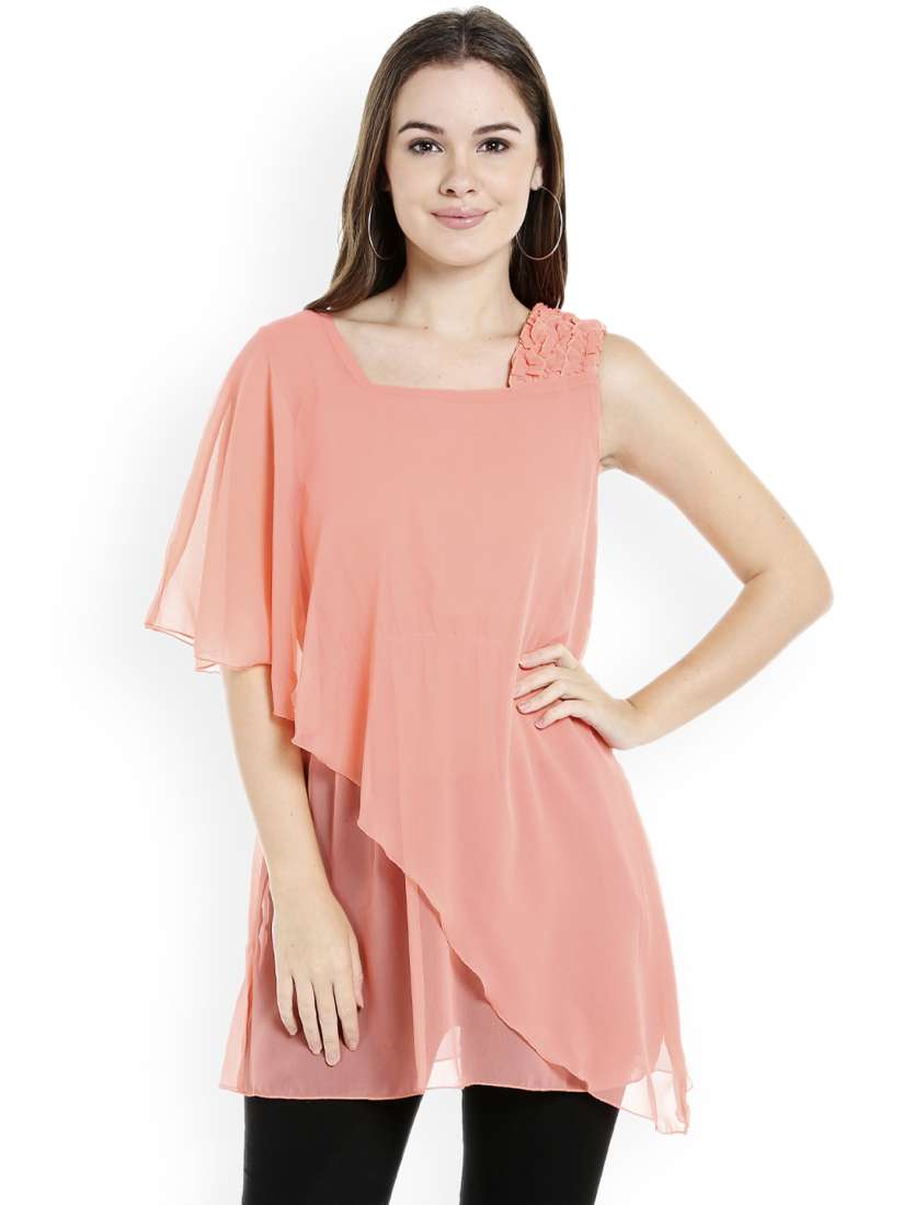 Buy Ishin Women Peach Coloured Solid Top Tops for Women 2506206 Myntra