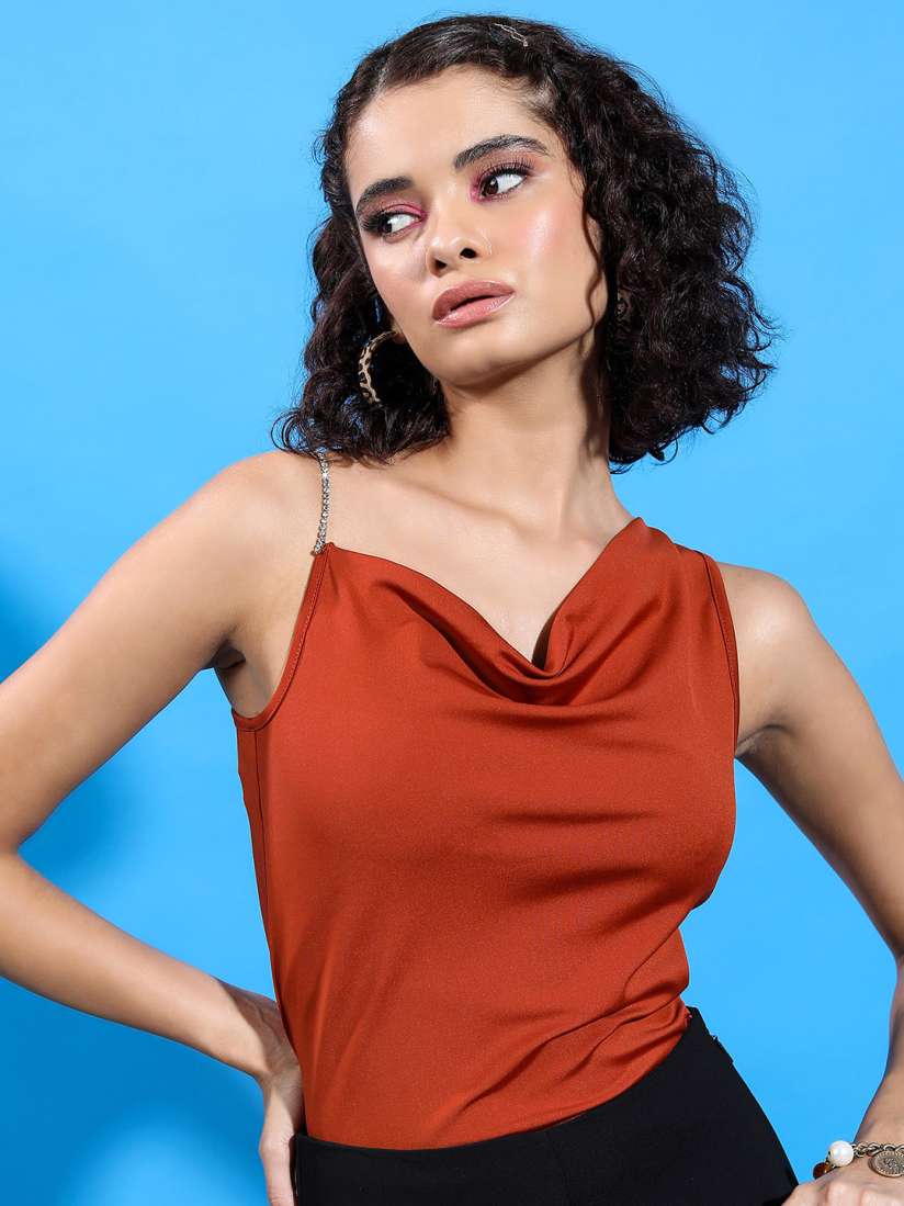 One shoulder tops myntra online