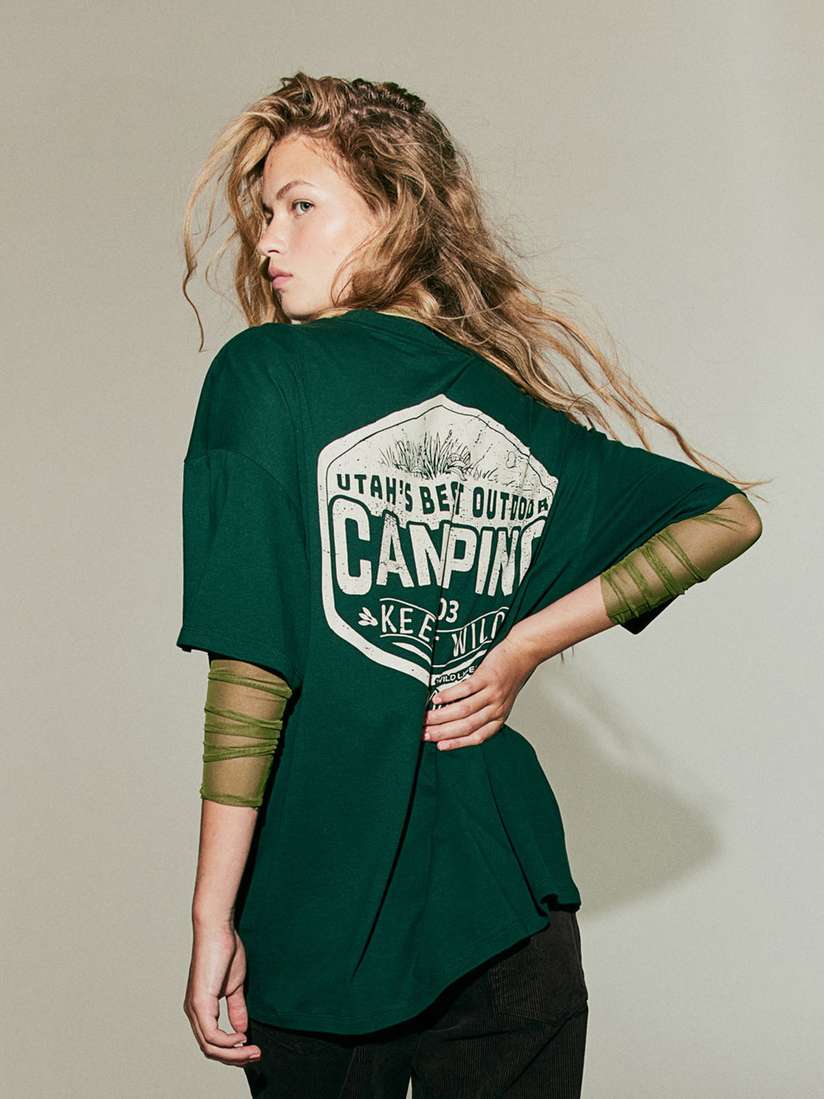 Oversized Shirt Green T Shirt H&m H&M Pure Cotton Oversized