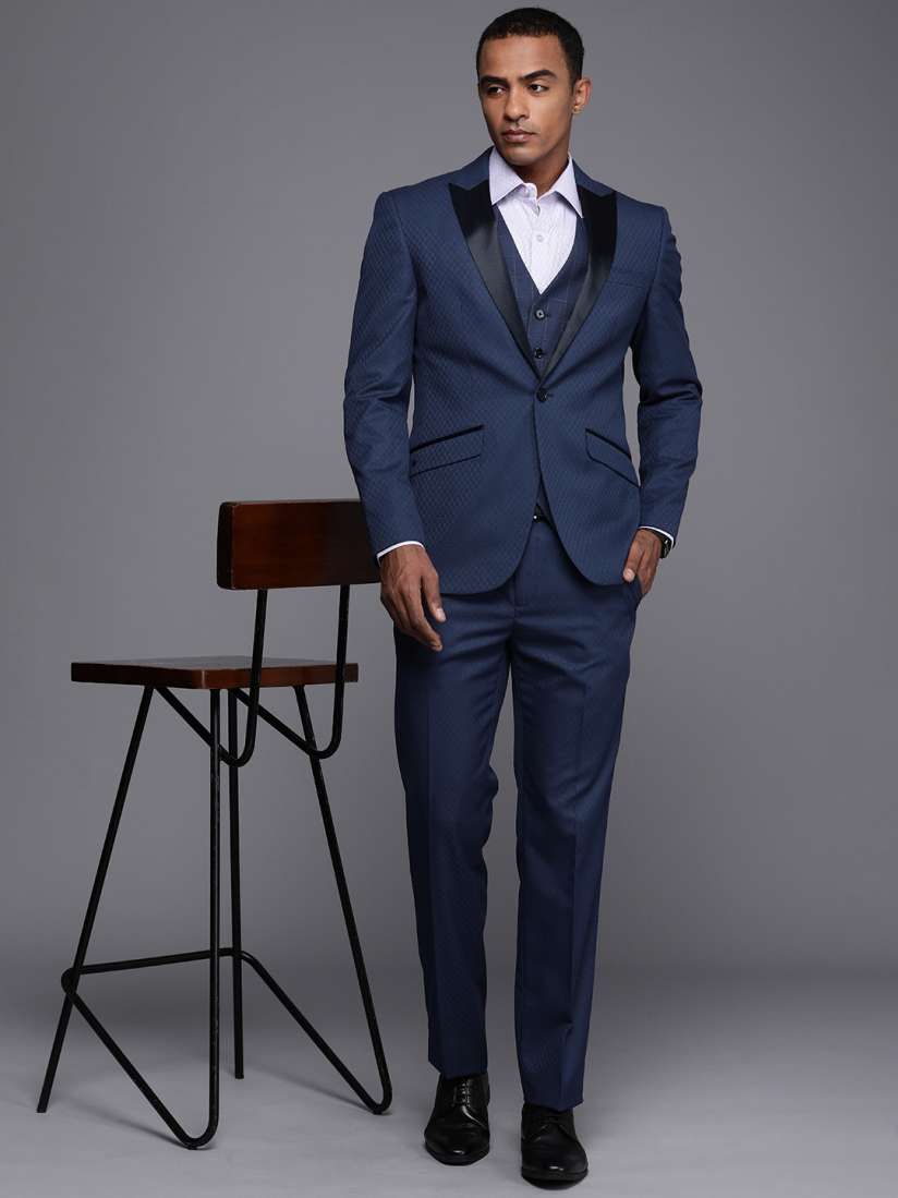 Buy Louis Philippe Self Design Slim Fit Single Breasted Three Piece Formal Suit Suits for Men 25072702 Myntra