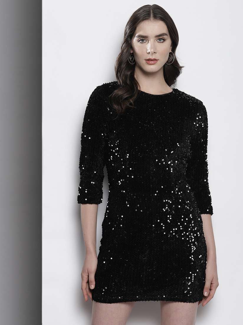 Buy Boohoo Solid Sequin Embellished Bodycon Mini Dress - Dresses for Women  25076180 | Myntra