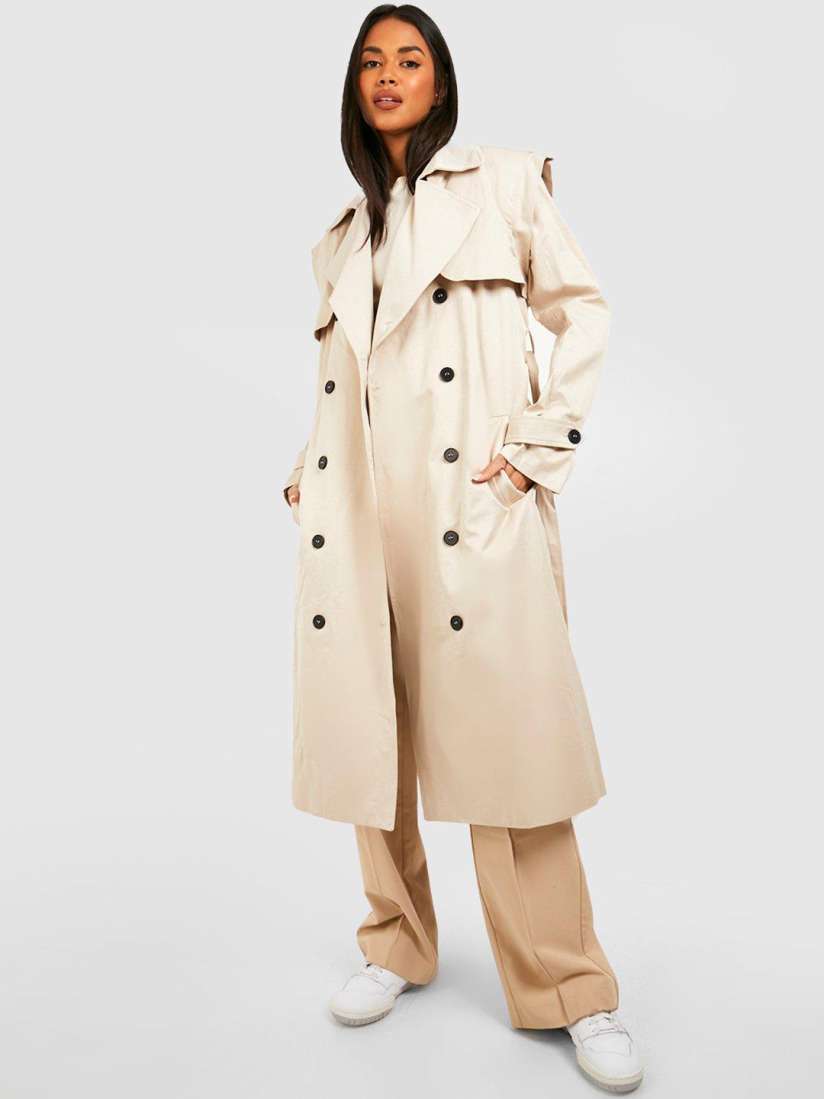 Buy Boohoo Notched Lapel Collar Longline Trench Coat Coats for Women 25080690 Myntra
