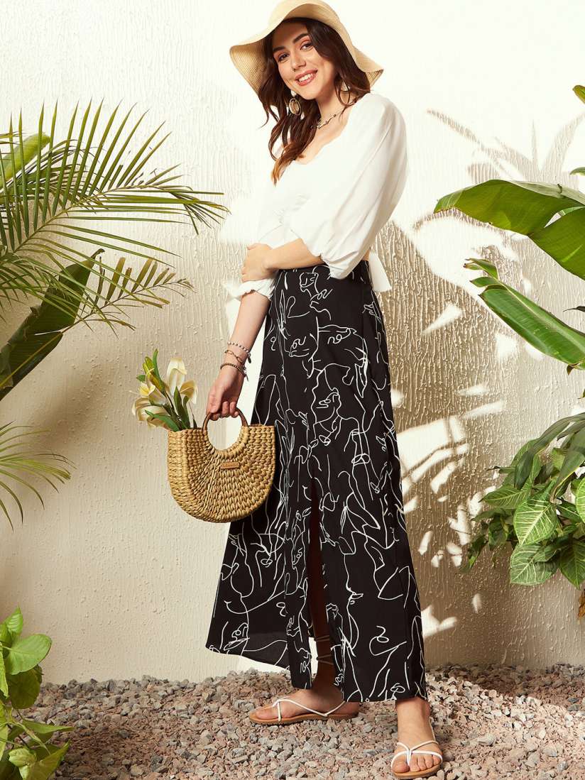 Buy Berrylush Abstract Printed High Rise A line Maxi Skirt Skirts for Women 25082254 Myntra