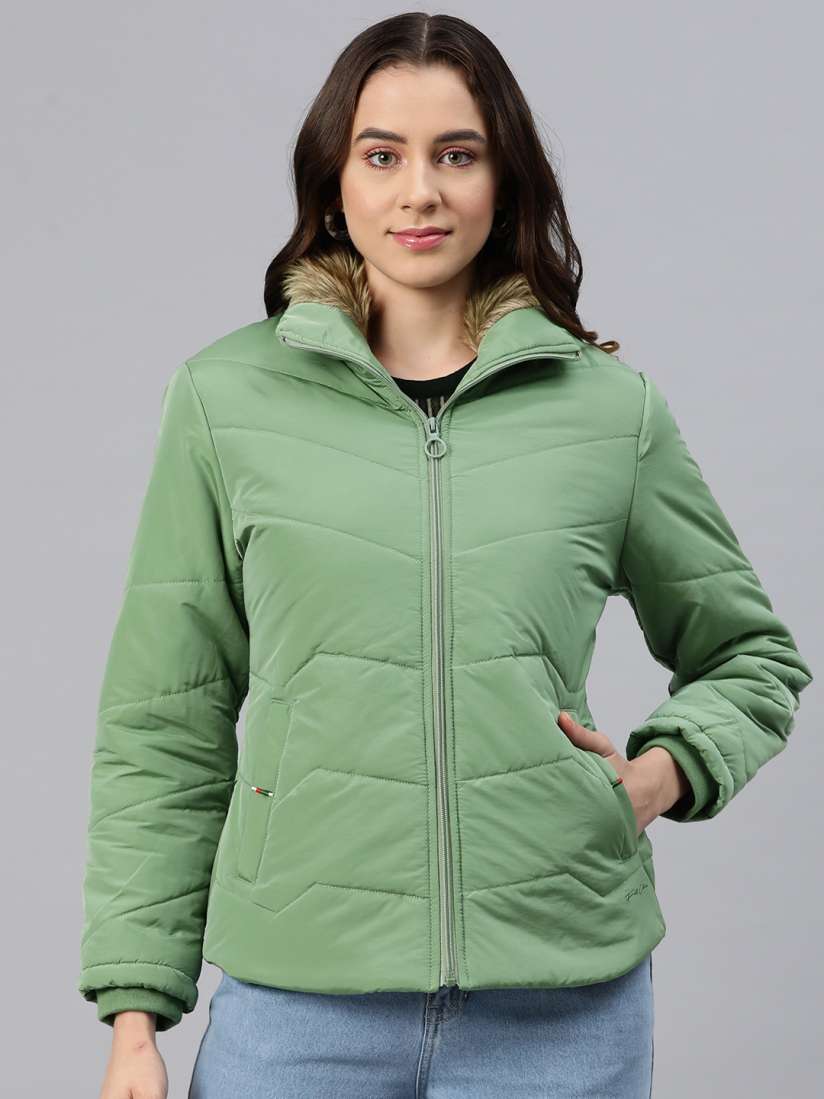 Buy Foreign Culture By Fort Collins Padded Jacket with Faux Fur Trim Jackets for Women 25090072 Myntra