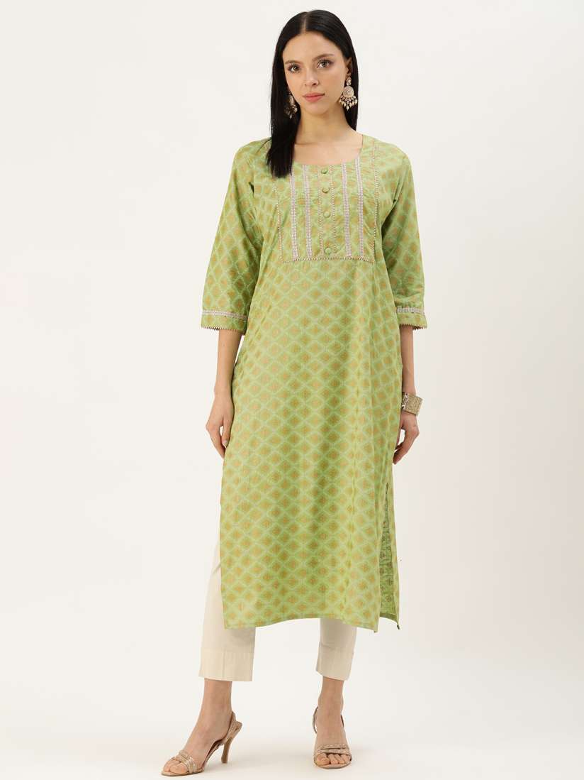 Buy BAPS Woven Design Gotta Patti Pure Cotton Kurti Kurtis for Women 25090252 Myntra