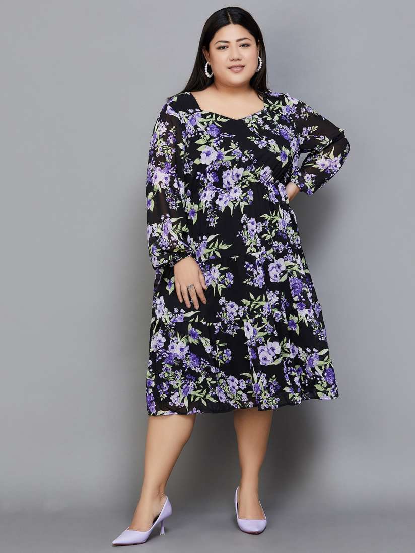 Buy Nexus by Lifestyle Plus Size Floral Printed V Neck A line Dress Dresses for Women 25095478 Myntra