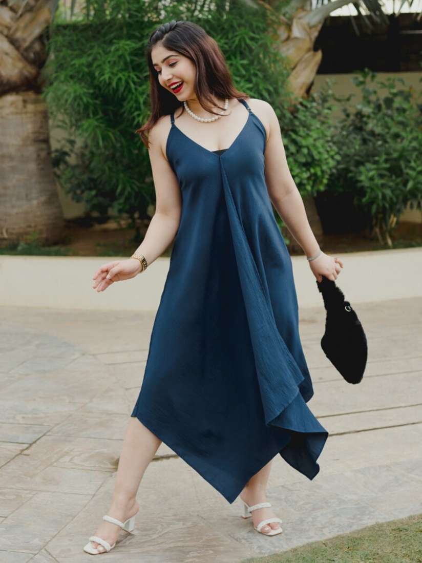Buy FEATHERS CLOSET Shoulder Strap Gathered A Line Dress Dresses for Women 25096412 Myntra