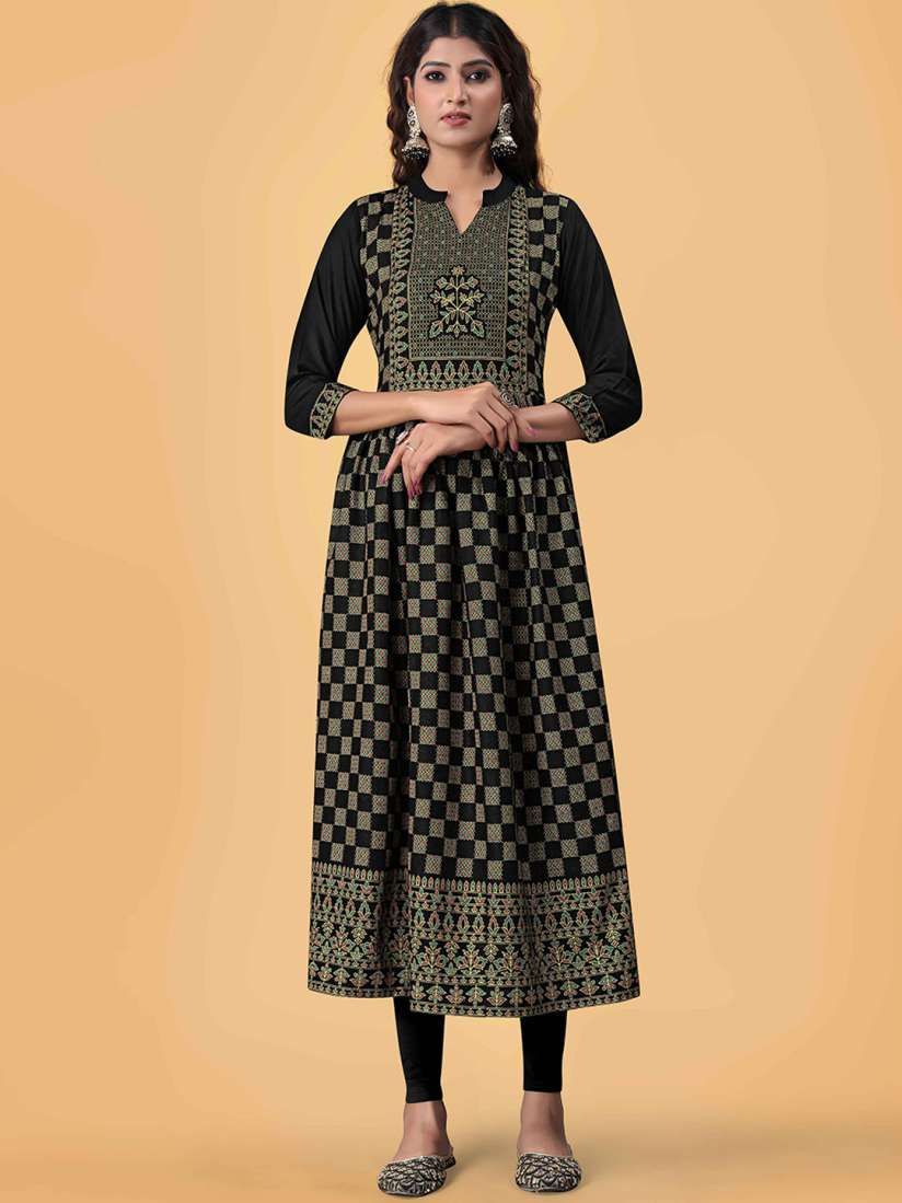 Buy choiceit Ethnic Motifs Printed Mandarin Collar Pure Cotton Anarkali Kurta Kurtas for Women 25103174 Myntra