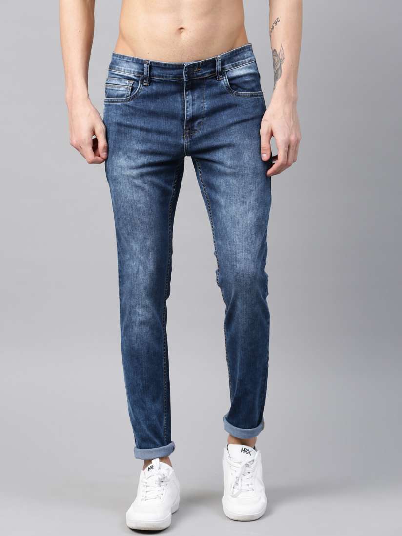 Buy HRX by Hrithik Roshan Men Blue Skinny Fit Mid Rise Clean Look Stretchable Jeans Jeans for Men 2510482 Myntra