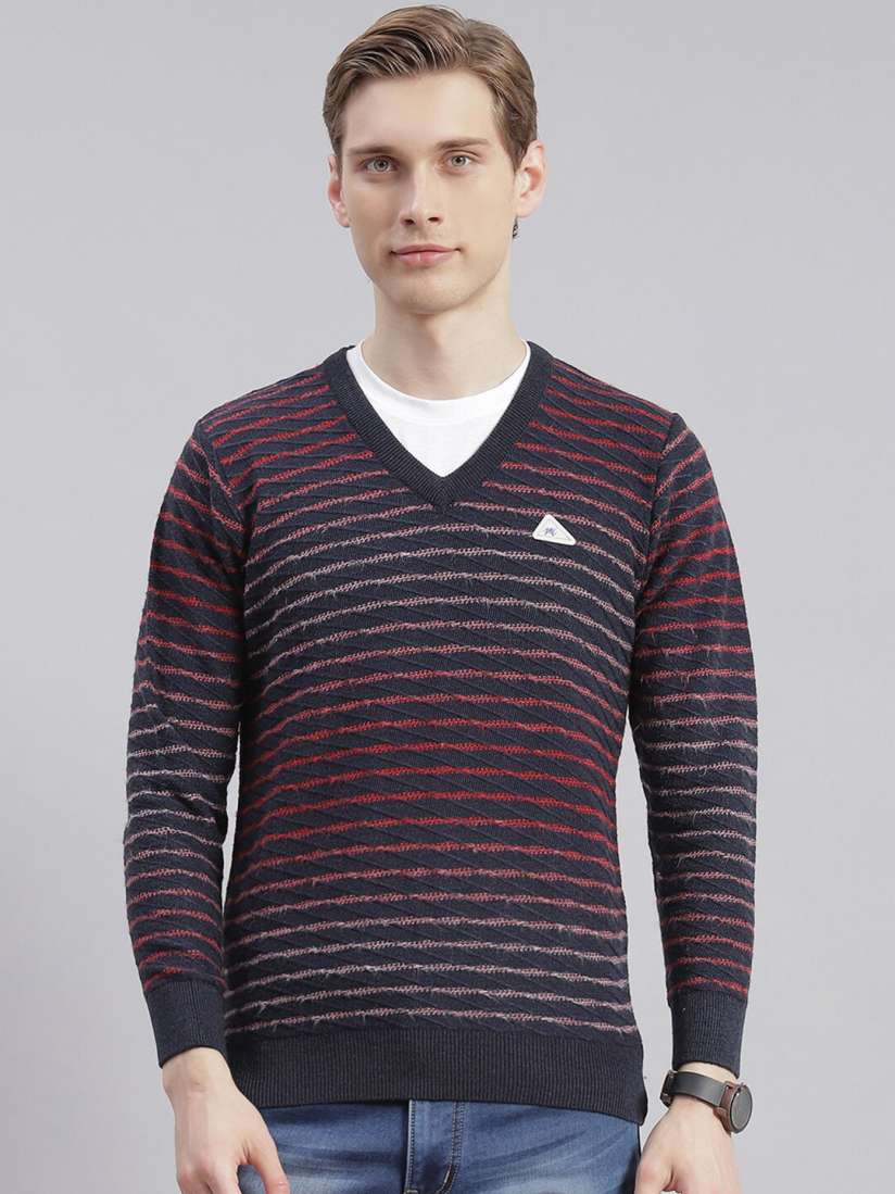 Buy Monte Carlo Striped V Neck Pullover Sweater Sweaters for Men 25108276 Myntra