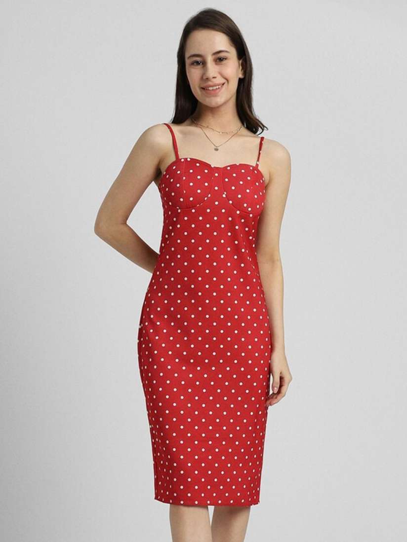 Buy FOREVER 21 Red Polka Dot Printed Sheath Dress Dresses for Women 25109780 Myntra