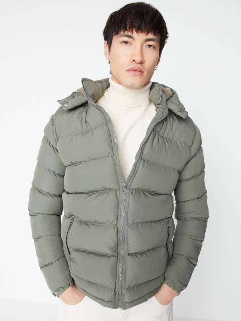 Buy Trendyol Hooded Puffer Jacket With Faux Fur Trim Jackets for Men 25113592 Myntra