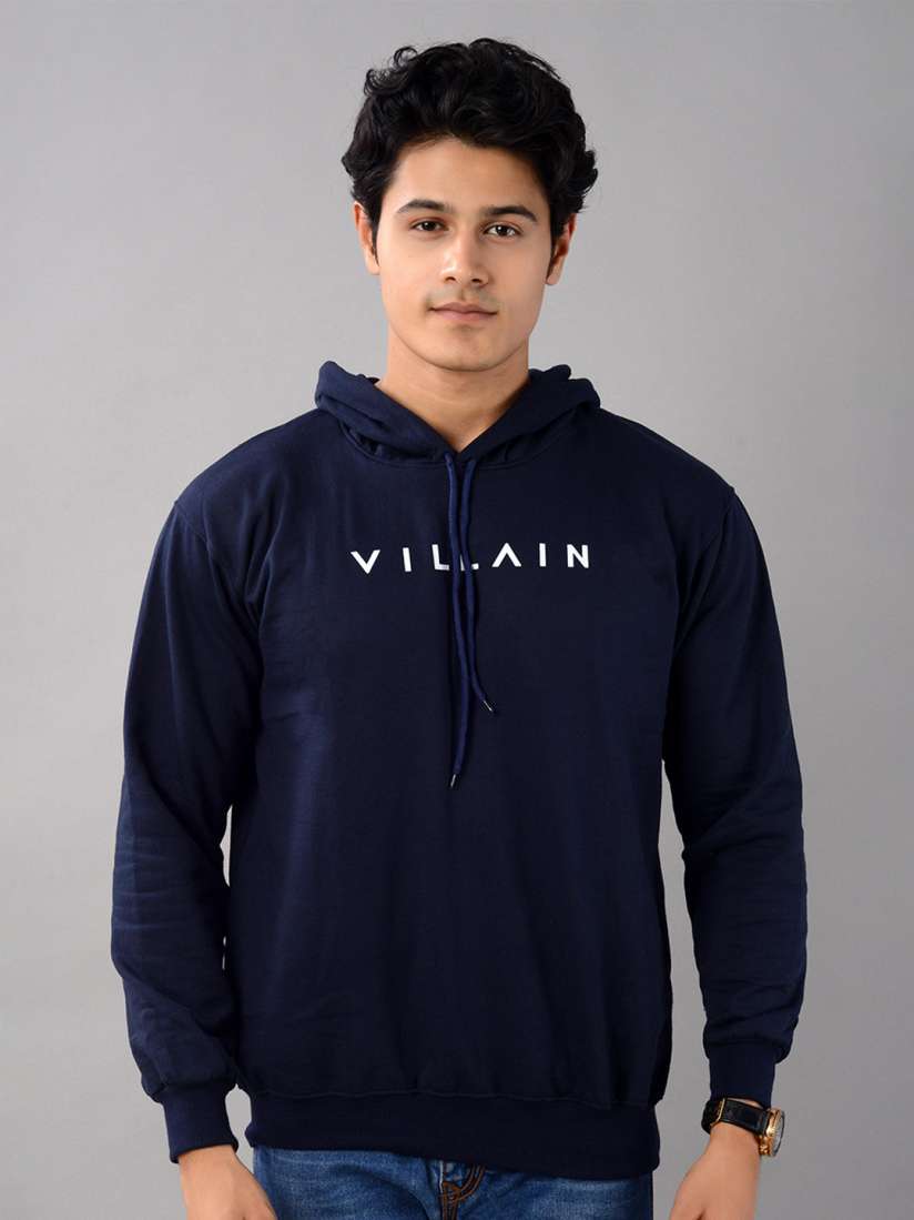 Buy VILLAIN Brand Logo Printed Hooded Sweatshirt Sweatshirts for Men 25115164 Myntra