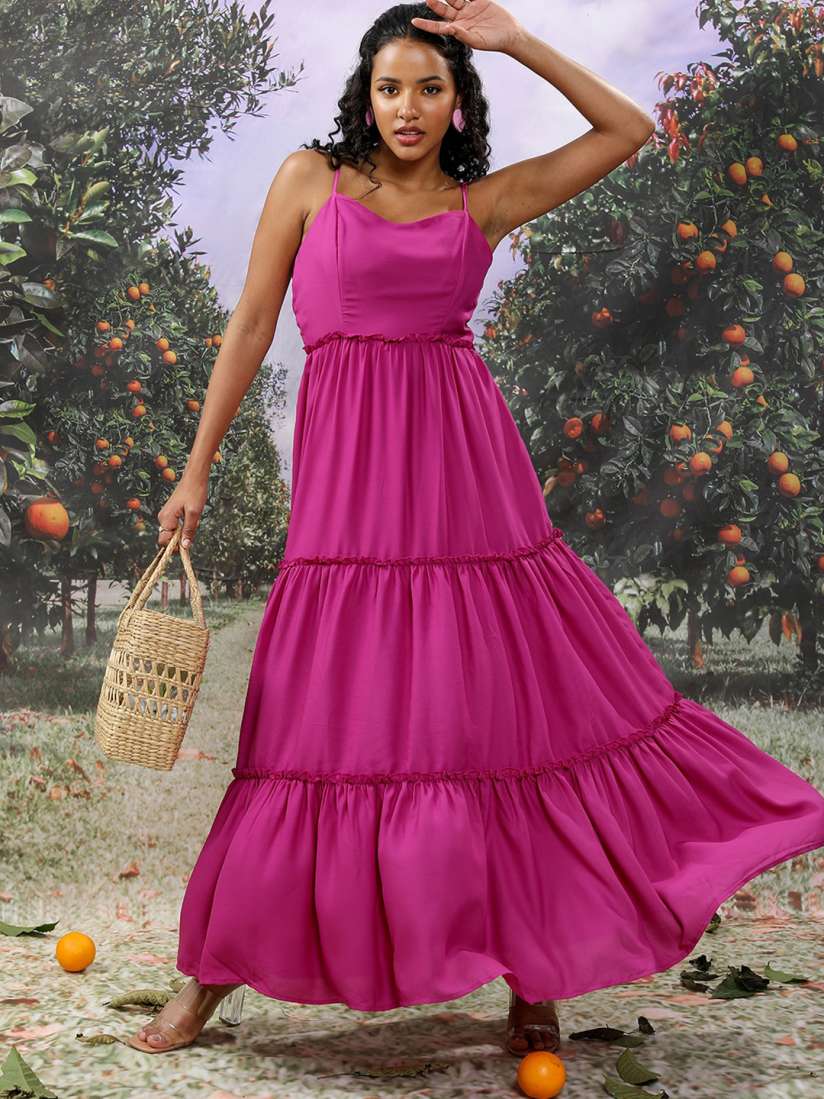 Buy Tokyo Talkies Sleeveless Tiered Maxi Dress Dresses for Women 25115446 Myntra