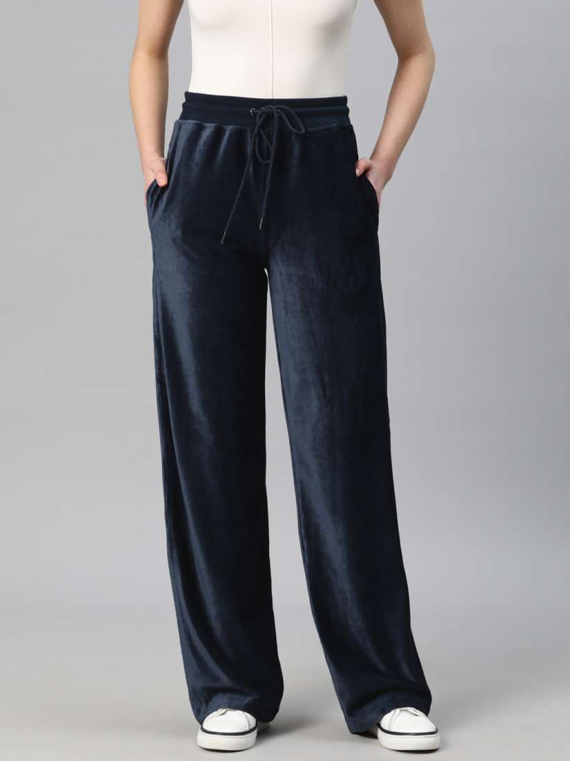 Buy Marks Spencer Women Wide Leg Velvet Finish Trousers Trousers for Women 25123634 Myntra