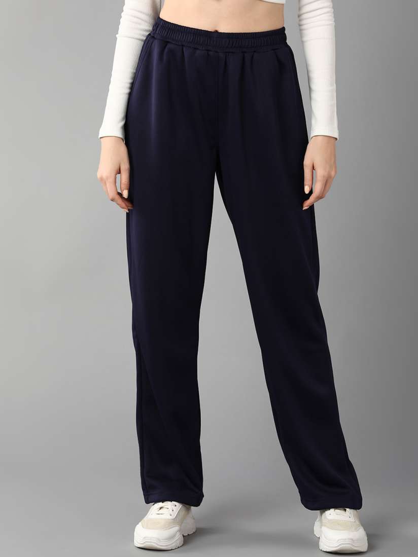 Buy Roadster Women Navy Blue High Rise Regular Fit Track Pant Track Pants for Women 25126252 Myntra