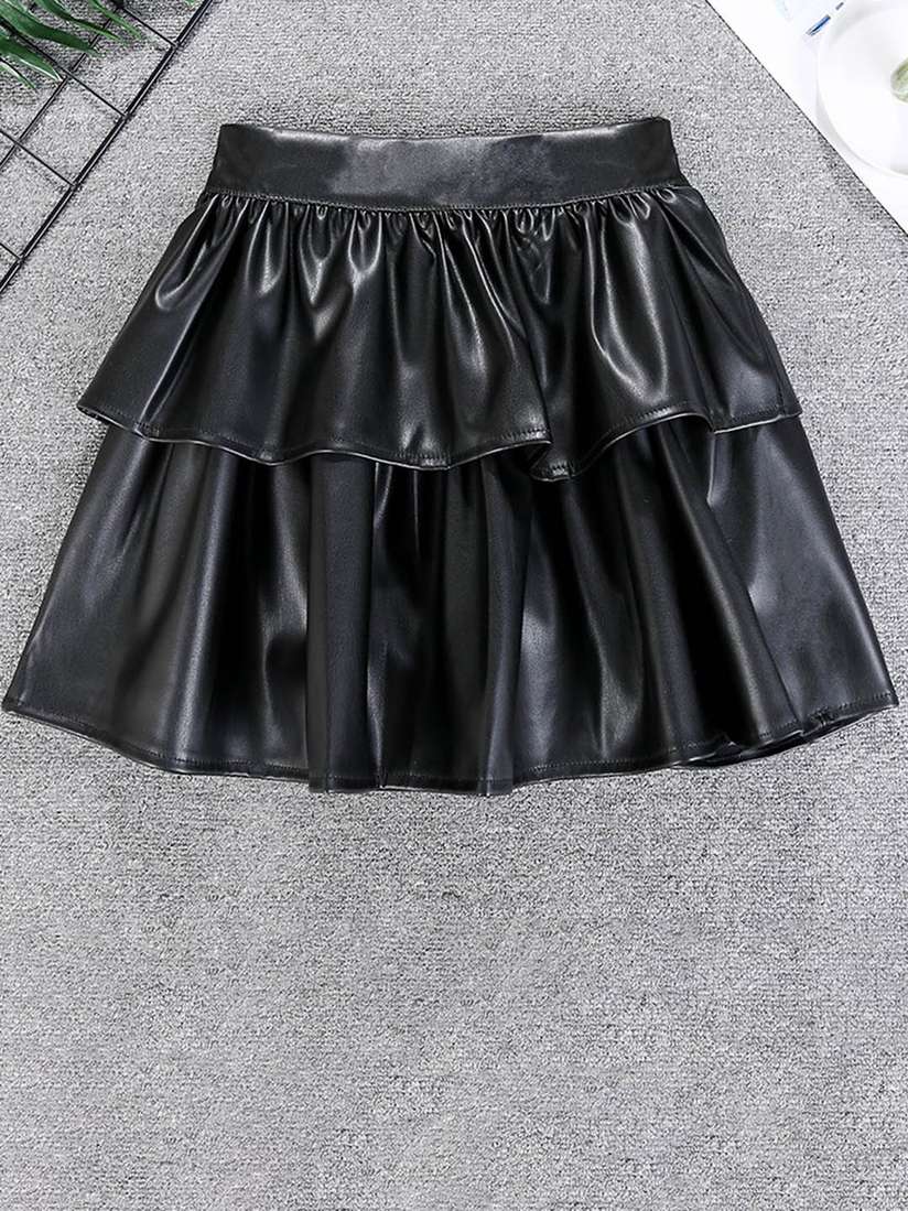 Flared Skirt Elastic Waist Pleated Mini Skirt CARACOLA Girl High