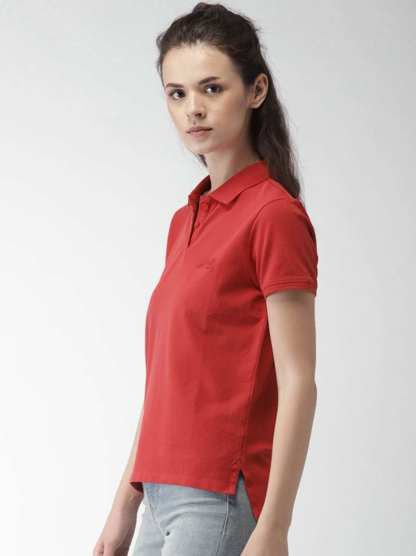 Buy Levis Women Red Solid Polo T shirt Tshirts for Women 2512897 Myntra