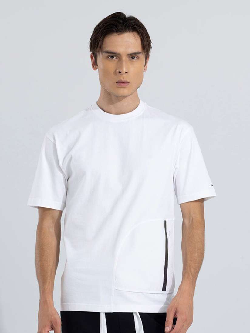 Buy Snitch White Round Neck Pocket Relaxed Fit Cotton Casual T shirt Tshirts for Men 25131846 Myntra