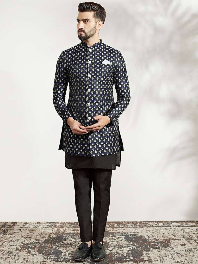 Buy KISAH Men Self Design Kurta Indowestern Sherwani with Trousers Set Sherwani for Men 25132662 Myntra