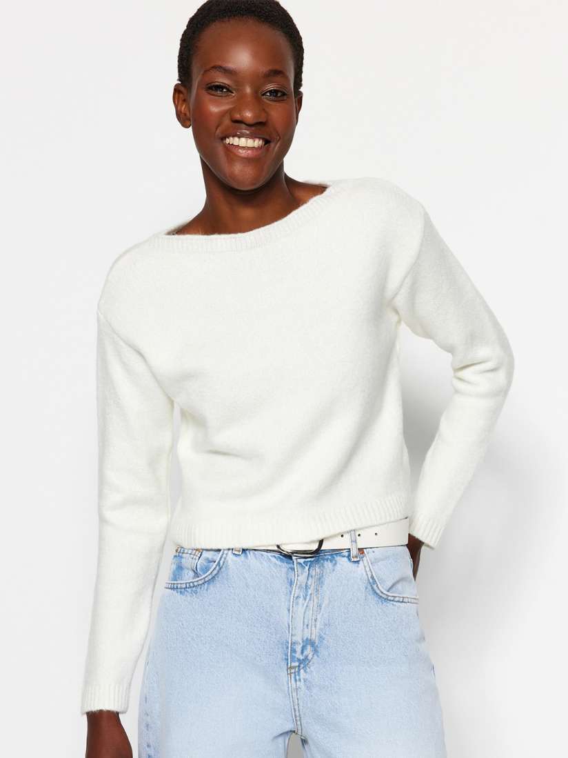 Boat neck pullover sweater sale