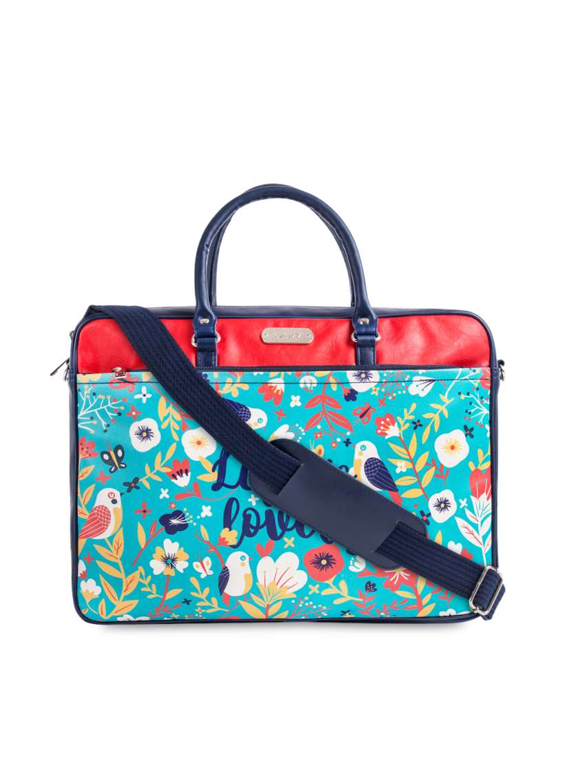 Buy Chumbak Unisex Navy Blue Green Printed Laptop Bag Laptop Bag for Unisex 2514194 Myntra