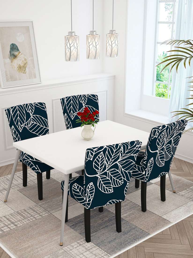 Buy Story home Navy Blue 4 Pieces Floral Printed Chair Covers Chair Cover for Unisex 25148896 Myntra