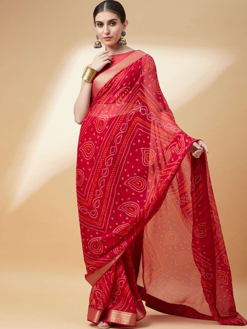 Myntra bandhani saree 2025