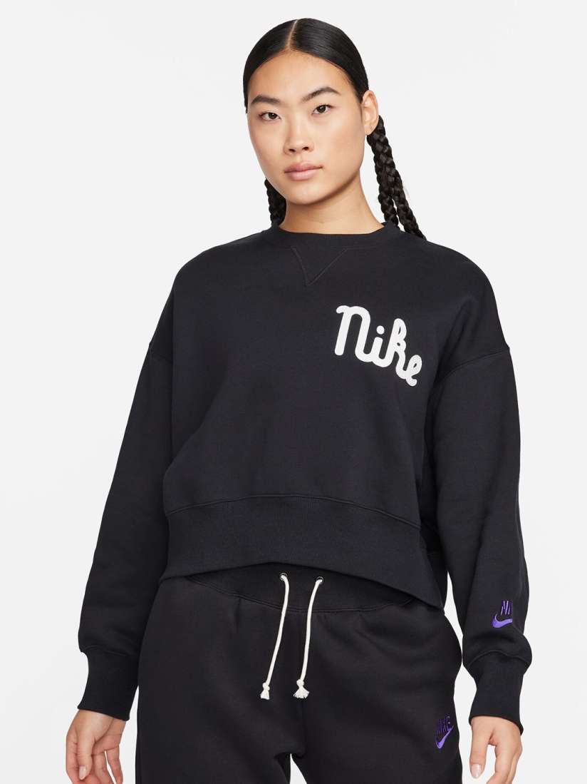 Buy Nike Sportswear Over Oversized Printed Crew Neck Fleece Pullover Sweatshirt Sweatshirts for Women 25152302 Myntra