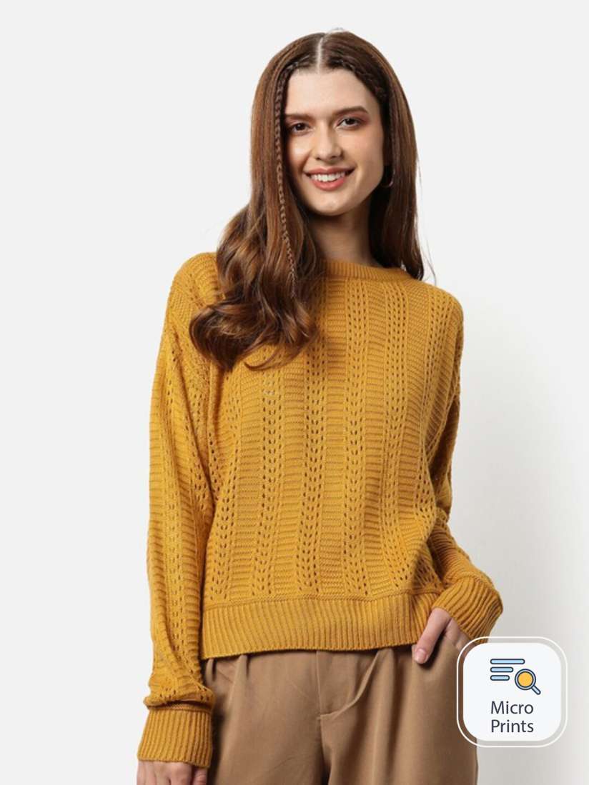 Buy Campus Sutra Self Design Cable Knit Woollen Pullover Sweaters for Women 25155582 Myntra