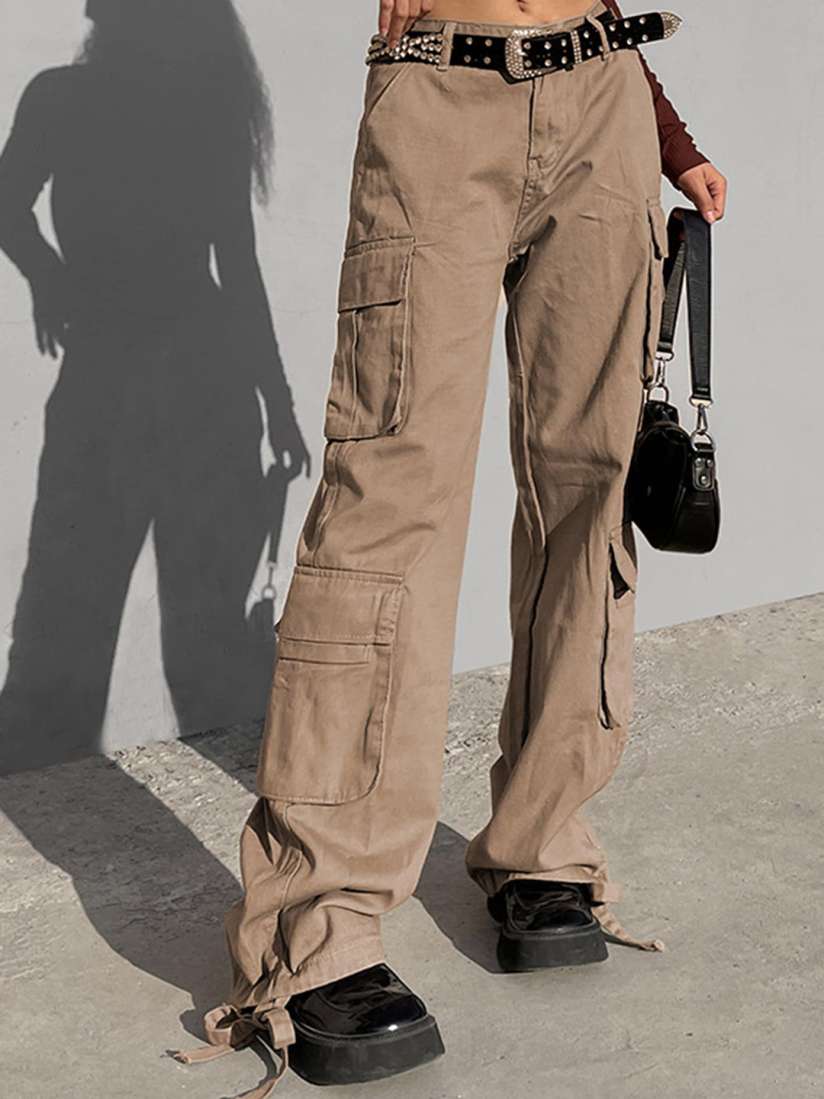 Buy LULU SKY Women Straight Fit Low Rise Cargo Trousers Trousers for Women 25159664 Myntra