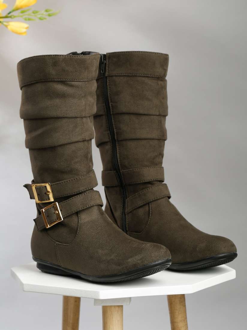Buy Flat n Heels Women Suede High Top Zipper Boots Boots for Women 25167476 Myntra