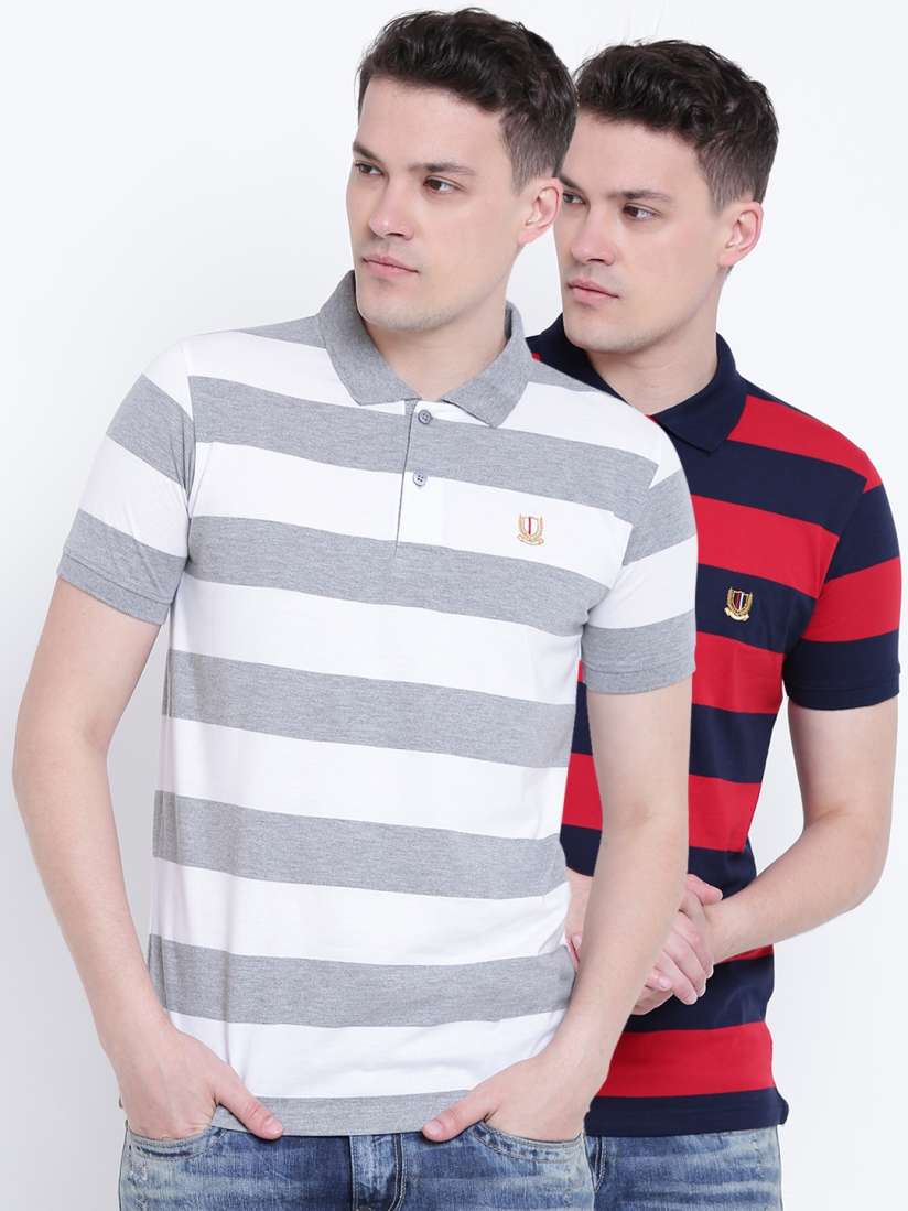 Buy Duke Stardust Pack of 2 Striped Polo Collar T shirts Tshirts for Men 2517118 Myntra