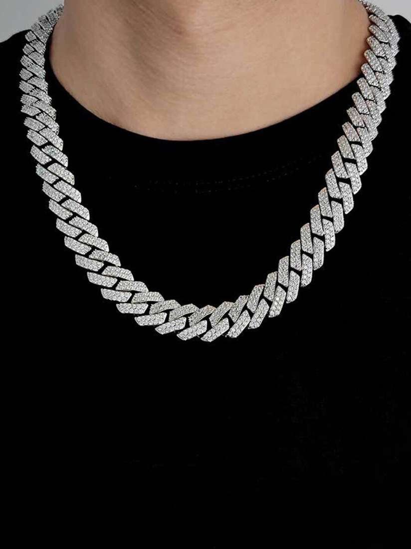 Buy Jewels Galaxy Men Silver Plated Stainless Steel Cuban Chain Necklace and Chains for Men 25176006 Myntra