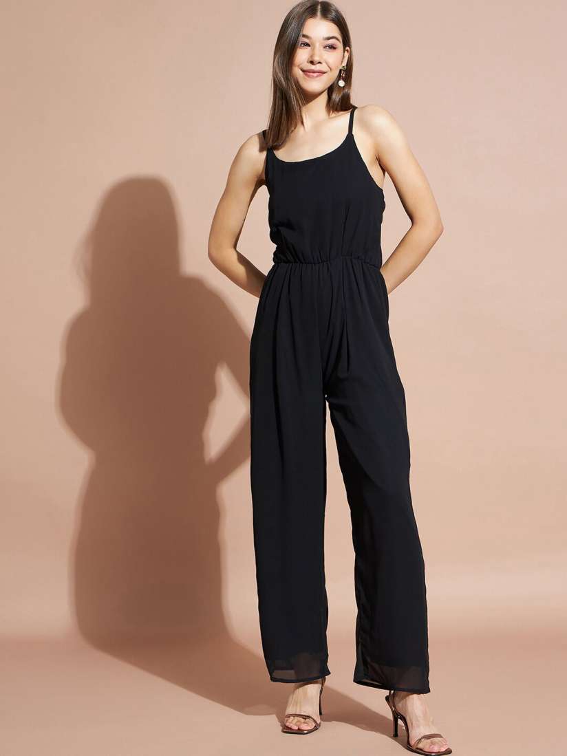 Black jumpsuit myntra discount