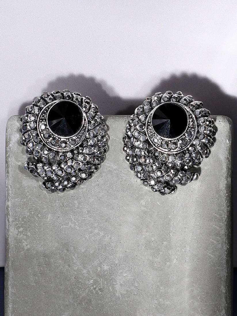 Buy SOHI Silver Plated Artificial Stones Contemporary Studs Earrings Earrings for Women 25181756 Myntra