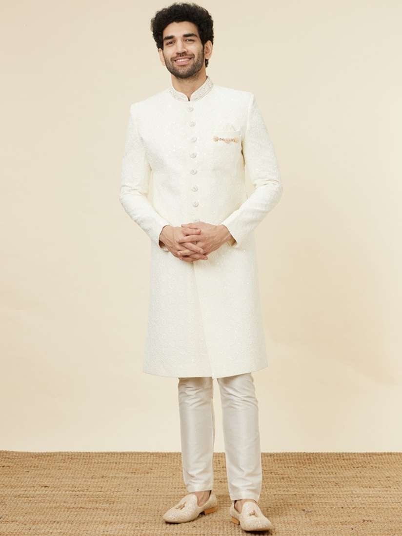 Buy Manyavar Embroidered Georgette Indo Western Sherwani Sherwani for Men 25185270 Myntra